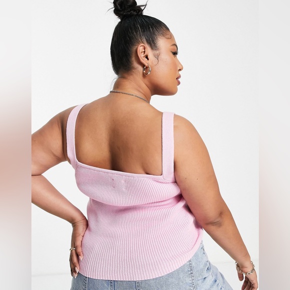 ASOS DESIGN Curve knitted square neck pink cami - Picture 5 of 6